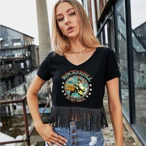 Fringe Graphic Crop Tee